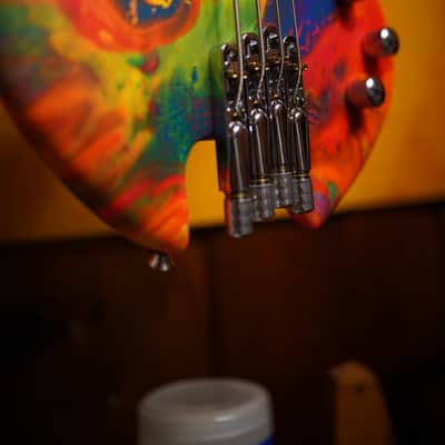 Unbranded Short Scale Headless Bass guitar - Matte UV Reactive Paint image 4