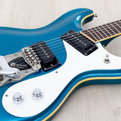 1996 Mosrite Ventures Model '63 Vintage Reissue Sidejack Blue w/ Vibramute & Case, Kurokumo image 6