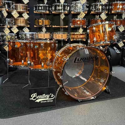 Vintage Ludwig Amber Vistalite 4-Piece Zep Bonham 14/16/18/26 Drum Kit Set image 1