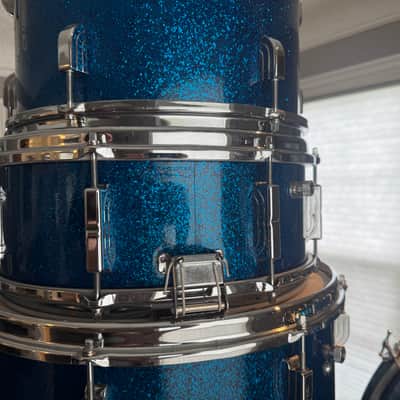 1963 Shelly Manne w Matching Snare Leedy Slingerland Drum set 13/16/22 w 5.5x14 EXC Blue Sparkle image 8