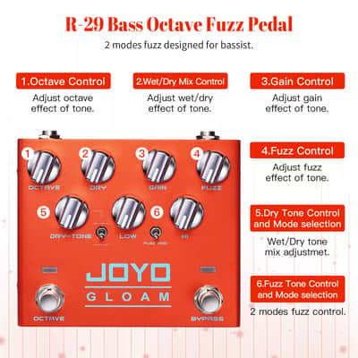 JOYO R-29 Gloam Bass Guitar Sub Octave Fuzz Effect Dry/Wet Mix Control Sync Mode image 7