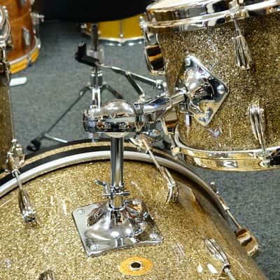 Slingerland 12/14/20 Radio King 3-ply Drum Set - Gold Glass Glitter with Repro Set-o-Matic Tom Holder image 3