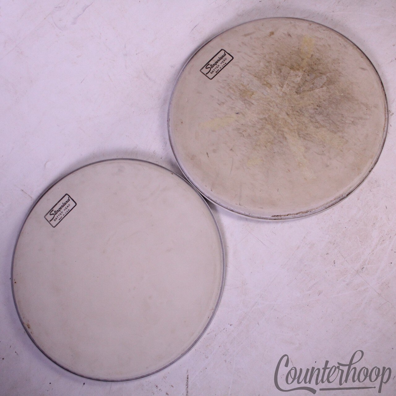 Slingerland 12"Tom Drum Heads 2x Set Batter/Resonant Vintage60s USA White Coated — main photograph