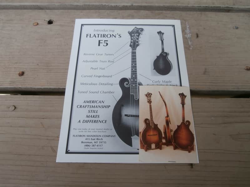 Vintage 1980's Flatiron F5 Mandolin Introduction Flyer! Rare, Original Case Candy, Paperwork! image 1