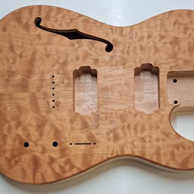 Shepard Custom Guitars Custom Telecaster Body Semi-hollow Backroute Quilted Maple Top On 1pc Mahagony 2023 - Unfinished image 1