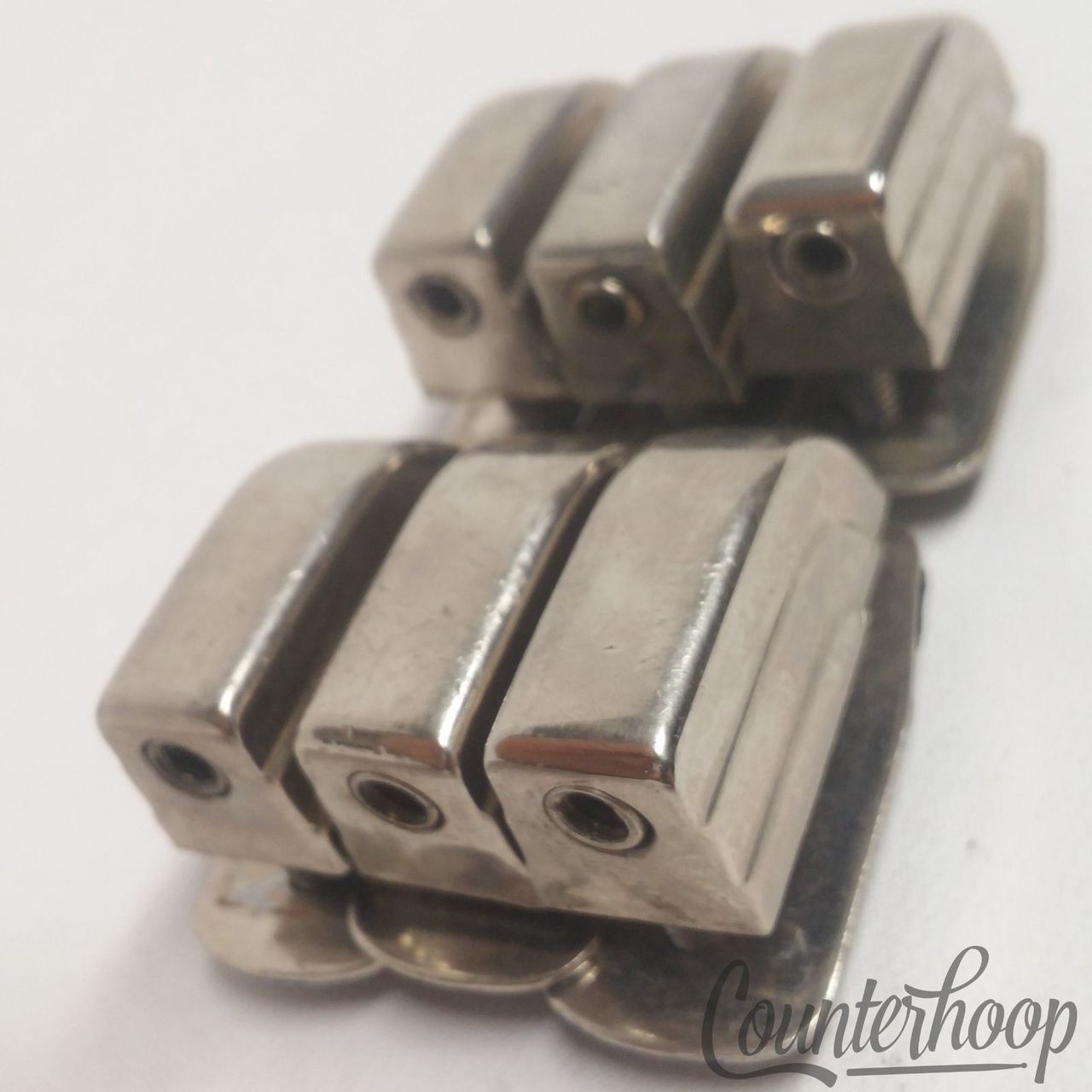 Leedy&Ludwig 6x Beavertail Tom/Snare Drum Lugs Nickel USA Vintage 40s-50s Metal — main photograph