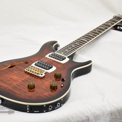 PRS SE Custom 24 Semi Hollow Piezo Orange Tiger Smokeburst (s/n: 0935) image 7