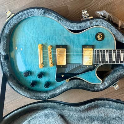 Epiphone Les Paul Custom Quilt Guitar and Les Paul Epilite Case 2025 - Ocean Blue image 6