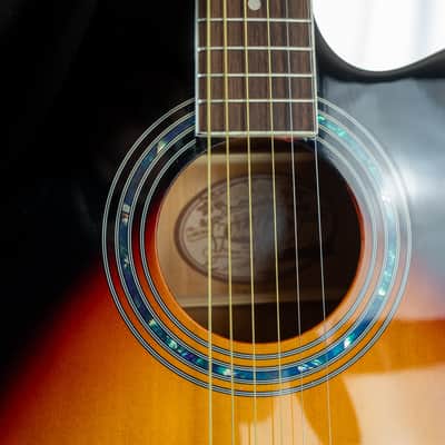 Washburn WA90CEVSB Dreadnought acoustic electric guitar, vintage sunburst image 16