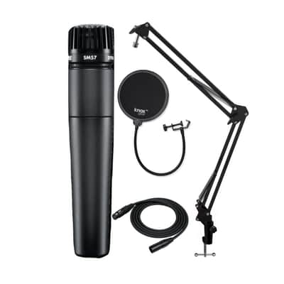 Shure SM57-LC Instrument Mic with Knox Gear Boom Arm, Pop Filter and XLR Cable image 1