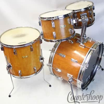 Pearl Wood-Fiberglass Drum Set 22,12,13,16 Natural Mahogany Shells Japan 70s Kit image 2