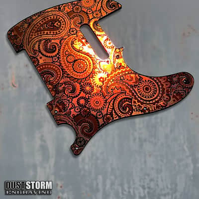 Paisley Telecaster 8 Hole Pickguard Golden Copper Acrylic Mirror Standard or Humbucker Cut Scratch Plate for Fender American/Mexican Tele Guitar image 3