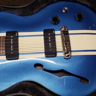 Indie Guitar Company Double Cut Metallic Blue Electric Guitar - Mint image 2