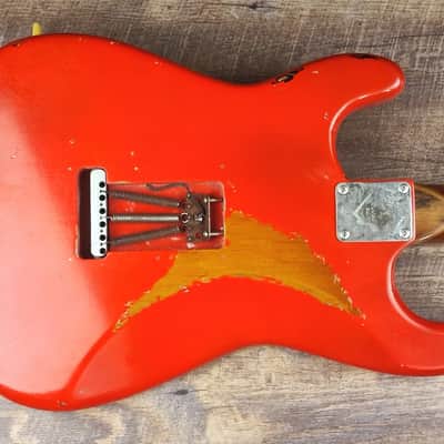 MyDream Partcaster Custom Built - Fiesta Red over Sunburst SRV image 12