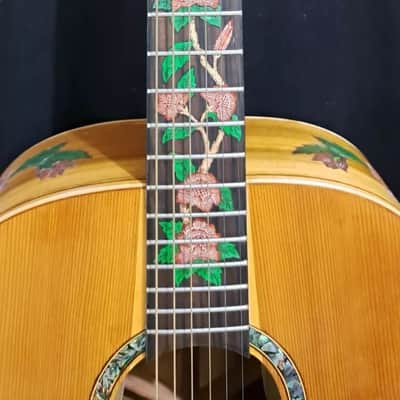 Blueberry Handmade Grand Concert Acoustic Guitar Floral Motif image 3