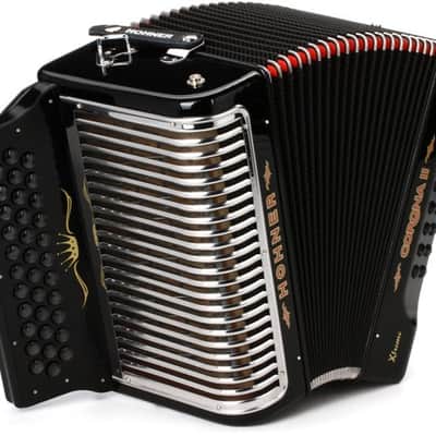 Hohner Corona II Xtreme Diatonic Accordion - Keys of G/C/F - Jet Black image 2