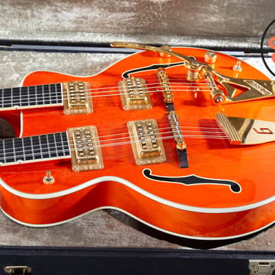 1997 Gretsch G6120-6/12 Nashville Double Neck Orange Stain MIJ OHSC Rare image 6