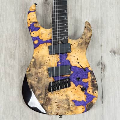 Mint Legator Ninja X7F Multi-Scale 7-String Guitar, California Buckeye Burl, Fishman Set, Royal Purple image 2