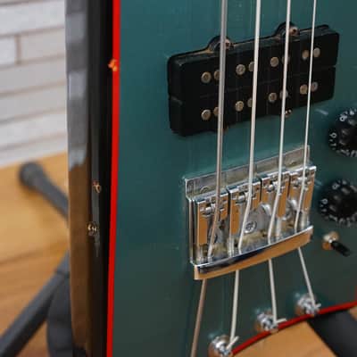 Hondo Alien 80s 4-String Headless Bass - Gun Blue Metallic image 5