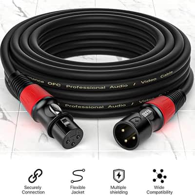 XLR Cables 3ft 6 Pack - Standard XLR Male to Female Microphone Cable with 3-Pin Balanced Shielded XLR Speaker Cable image 2