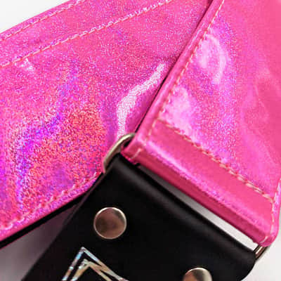 Pink Holographic Glitter Guitar Strap image 2