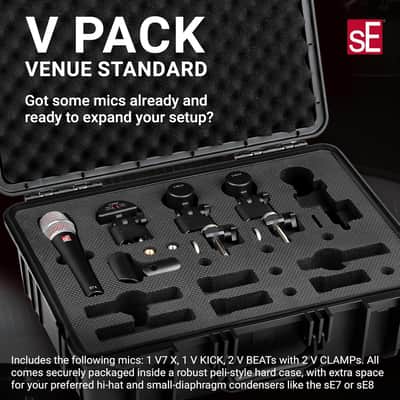 SE ELECTRONICS V Pack Venue Standard Drum Mic Kit for Toms, Snares & Bass Drums - Includes 1 V Kick, 2 V Beats, 2 V Clamps, 1 V7 X Instrument Microphone & More image 2