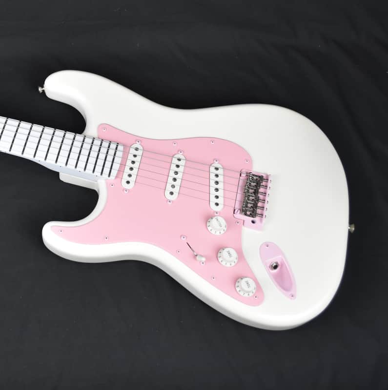 Custom Pre-order! Left Handed Stratocaster White Pink SSS 5-Way Wilkinson 60's WVS Alnico 5 image 1
