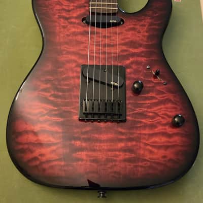 Warmoth Modern Tele Late 2010s - Deep Red Clear Gloss finish with Black Burst edges and black back. image 4