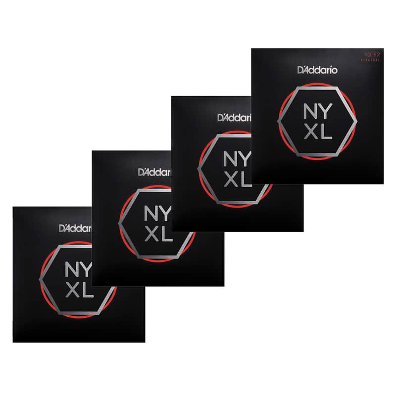 D'Addario NYXL Electric Guitar Strings Light Top/Heavy Bottom 10-52 4 Pack Bundle image 1
