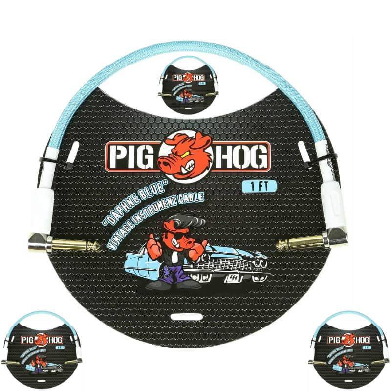 Pig Hog PCH1DBR "Daphne Blue" 1' Angle / Angle Patch Cable - NEW imagen 1