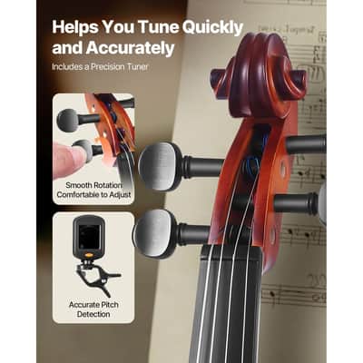 Violin 3/4 Size for Adults, Violin Fiddle Set for Beginners Student with Hard Case, Rosin, Bow, Shoulder Rest,Bridge,Tuner and Extra Strings,Solidwood Professional Musical Instruments-DB-D0102X36TVY image 9