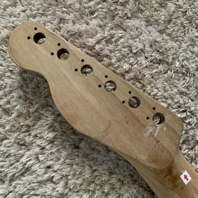 Fender Squire Telecaster Electric Guitar Headstock and Neck - Baked Maple - Metallic Army Green image 4