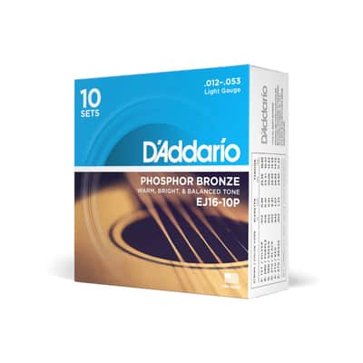 D'Addario Light 12-53 Phosphor Bronze Acoustic Guitar Strings TEN SETS image 1