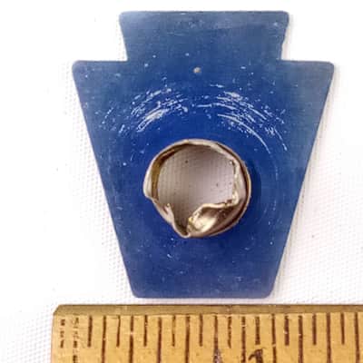 Ludwig Transition Badge Vintage 1958-9 Blue/Brass Keystone Trans Vintage 50s USA image 2