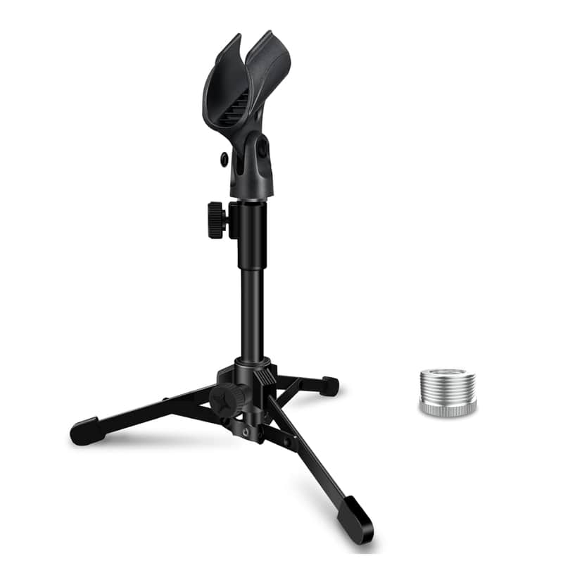 Desktop Mic Stand Portable Foldable Tripod With Mic Clip Holder Adjustable Microphone Stand For Dynamic Microphone. image 1