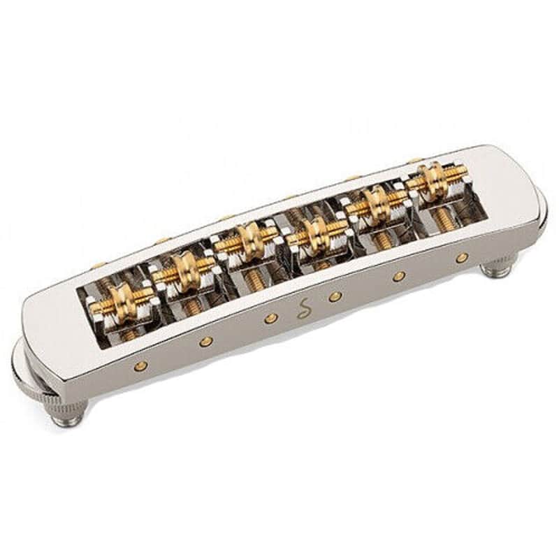 Schaller Germany STM Roller Bridge for Les Paul Guitar, NICKEL w/ Brass Saddles image 1
