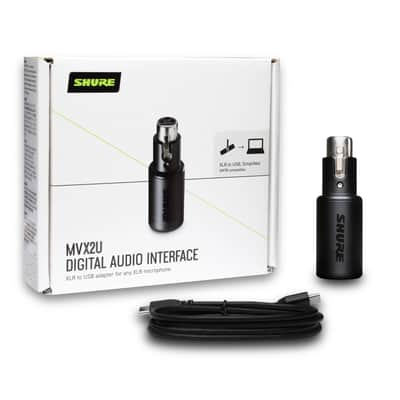 Shure MVX2U XLR-to-USB Digital Interface with Headphone Jack, Integrated Pre-amp with 60dB Gain Control, Zero-Latency Monitoring, 48V Phantom Power, ShurePlus Desktop App, 1m USB-C Cable image 3