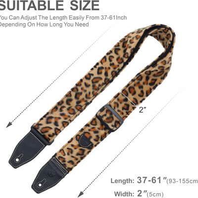Guitar Strap 2 inch Velvet Guitar Straps with Full Grain Leather End, for Bass Electric and Acoustic Guitars, Free Strap Button, 2 Strap Locks and 4 Guitar Picks image 4