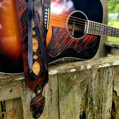 Bayou Outlaw™ Handcrafted Full-Grain Leather Guitar Strap with Genuine Louisiana Alligator image 2