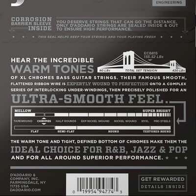 D'Addario ECB81S Chromes Bass Guitar Strings, Light, 45-100, Short Scale image 2