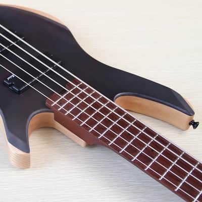 Black Custom 5 String Headless Bass, Wenge Top Ash Body, Roasted Maple Neck, 24 Frets image 8