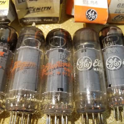 G.E Matched Pair (2) EL84 6BQ5 tNOS AT1000 TESTED Vacuum Tubes beam power pentode 1956-1975 image 3