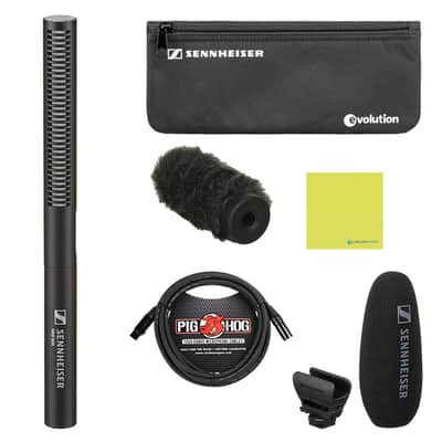 Liquid Audio Sennheiser MKE 600 Shotgun Condenser Microphone Bundle w/Sennheiser MZH 600 Windshield, Pig Hog PHM10 8mm Mic Cable Polishing Cloth image 1