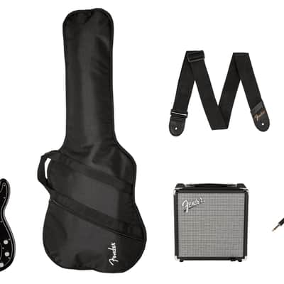 Squier Affinity Series Precision Bass PJ Pack - Maple Fingerboard - Black - Gig Bag - Rumble 15 - 120V image 8