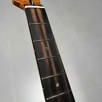AAAAA Tele Ebony Fretboard Roasted flame Maple Electric Guitar Neck Radius 12inch Round stainless steel 22 frets hole 10mm Radius: 12 inches image 2