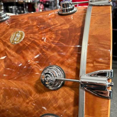 ~WOW!~ Early DW Collector's Standard Maple 4-Piece 10/12/14/20 Drum Kit Set in Natural Gloss Lacquer over Exotic Okuome Feather with Chrome Hardware image 10