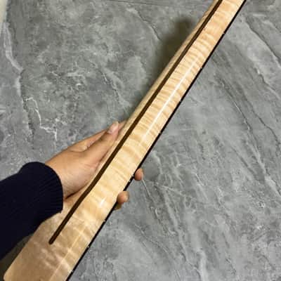 Stainless steel 22fret Rosewood Natural Flame Maple Electric Guitar Neck Gloss hole:10mm image 1