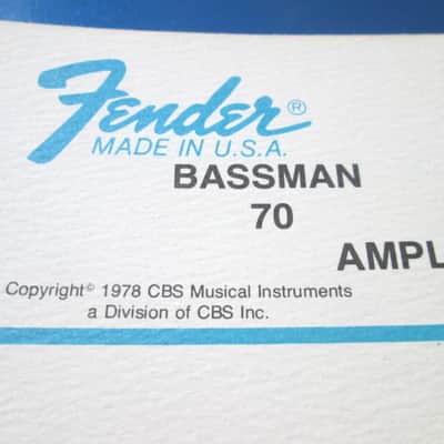 REAL ORIGINAL '78 FENDER BASSMAN 70 HEAD Tube Guitar Amp OWNERS MANUAL ! Nice! image 2