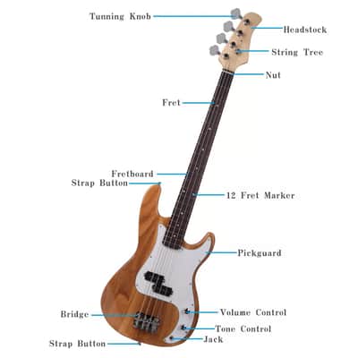 New Professional Exquisite Burning Fire Style Electric Bass Guitar Burly Wood image 4