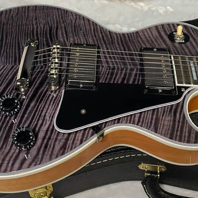 NEW! Gibson Dealer Select Custom Shop Les Paul Custom AAA Figured Flame Top - Transparent Black / Natural Back - Authorized Dealer - Curly Monster Flame! WOW! 8.9 lbs - G06798 image 5